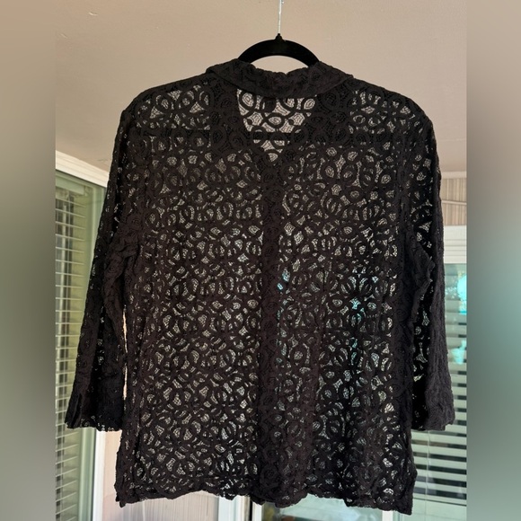 Notations Black 3/4 Sleeve Button Down Shirt - Picture 5 of 7